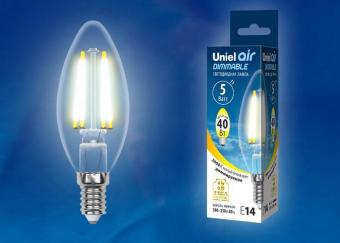 Лампа светодиодная филаментная (UL-00002860) E14 5W 3000K LED-C35-5W/WW/E14/CL/DIM GLA01TR