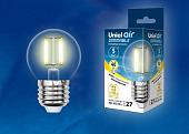 Лампа светодиодная филаментная (UL-00002868) E27 5W 3000K LED-G45-5W/WW/E27/CL/DIM GLA01TR