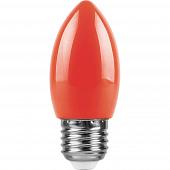 Лампа светодиодная Feron E27 1W красный Свеча Матовая LB-376 25928