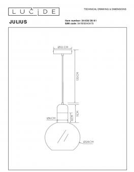 Подвесной светильник Lucide Julius 34438/28/61