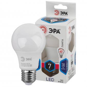 Лампа светодиодная ЭРА E27 7W 4000K матовая LED A60-7W-840-E27