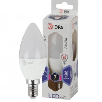 Лампа светодиодная ЭРА E14 7W 6000K матовая LED B35-7W-860-E14