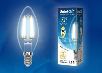 Лампа светодиодная филаментная (UL-00003247) E14 7,5W 4000K прозрачная LED-C35-7,5W/NW/E14/CL GLA01TR