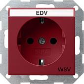 Розетка Gira System 55 Schuko WSV с/з 16A 250V безвинтовой зажим красный 047402