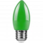 Лампа светодиодная Feron E27 1W зеленый Свеча Матовая LB-376 25926