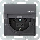 Розетка Gira System 55 Schuko с/з с крышкой 16A 250V безвинтовой зажим антрацит 045428