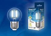 Лампа светодиодная филаментная (UL-00002871) E27 5W 4000K LED-G45-5W/NW/E27/CL/DIM GLA01TR