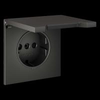 Накладка для розетки с заземлением защитными шторками и крышкой S70 (титан) Voltum VLS000806