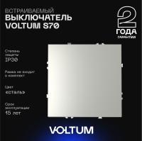 Выключатель встраиваемый Voltum S70 одноклавишный 10А, (сталь) VLS010105
