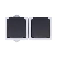 Розетка LK Studio двойная с з/к, EF602G, 16A (серый) 80008