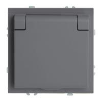 Розетка 1-местная с крышкой с защ. штор, STEKKER, б/з, 250В, 16А, серия Эмили, RST16-5113-10, платиново-серый, soft touch 49956