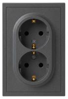 Розетка ЭРА Galaxy 15-2104-06 с заземлением двойная 2X2P+E Schuko 16А-250В IP20 графит Б0070687