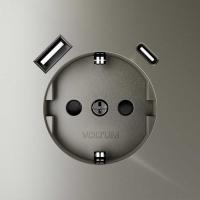 Розетка встраиваемая Voltum S70 с заземлением и защитными шторками, 16А, с USB, A+С, (шелк) VLS040504