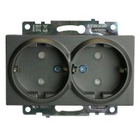 Розетка двойная 2P+PE Stekker Катрин со шторками графит GLS16-7114-06 49425