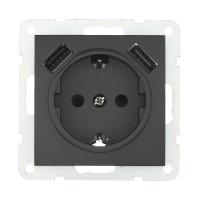 Розетка LK Studio с з/к + 2хUSB разъема, 2А (черный бархат) LK60 868008-1