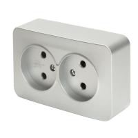 Розетка двойная 2P Stekker София серебро MST10-12-03 49327
