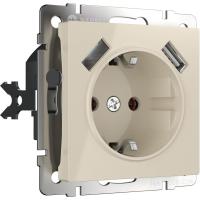 Розетка с заземлением, шторками и USBх2 Werkel слоновая кость W1171503 4690389155833 Розетка с заземлением, шторками и USBх2 Werkel слоновая кость W1171503 4690389155833