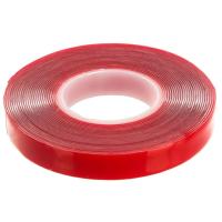 Скотч акриловый двусторонний Stekker INTP5-0812-5 0,8*12 мм,длина 5м, прозрачный, красная подложка 39145