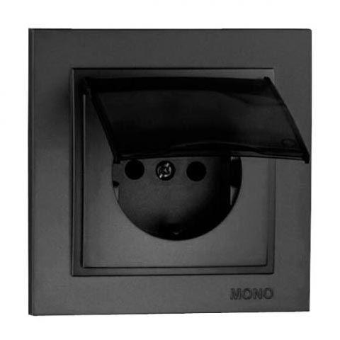 Розетка 2К+З Mono Electric Despina 16A 250V с крышкой винтовое подключение графит 102-202021-118 Розетка 2К+З Mono Electric Despina 16A 250V с крышкой винтовое подключение графит 102-202021-118