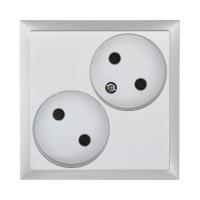 Розетка LK Studio двойная без з/к, со шторками (серебристый металлик) LK80 843603-1