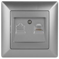 Розетка компьютерная RJ45 ЭРА Intro Solo серебро 4-303-03 Б0043384 Розетка компьютерная RJ45 ЭРА Intro Solo серебро 4-303-03 Б0043384