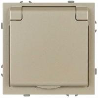 Розетка ЭРА Galaxy 15-2103-04 c заземлением 2P+E Schuko со шторками с крышкой 16А-250В IP20 шампань Б0070664