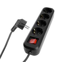 Удлинитель четырехместный с/з с выключателем Stekker HM03-41-05 3x0,75, 5м Home (У10А-003), черный 50426