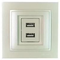 Розетка 2-а USB-зарядка Mono Electric Despina 250V жемчуг 102-252505-178 Розетка 2-а USB-зарядка Mono Electric Despina 250V жемчуг 102-252505-178