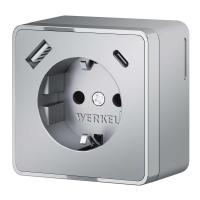 Розетка с заземлением, шторками и USB тип A+C Werkel Gallant серебряный W5071706 4690389179624