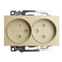 Розетка двойная 2P Stekker Катрин со шторками золото GLS10-7113-08 49225