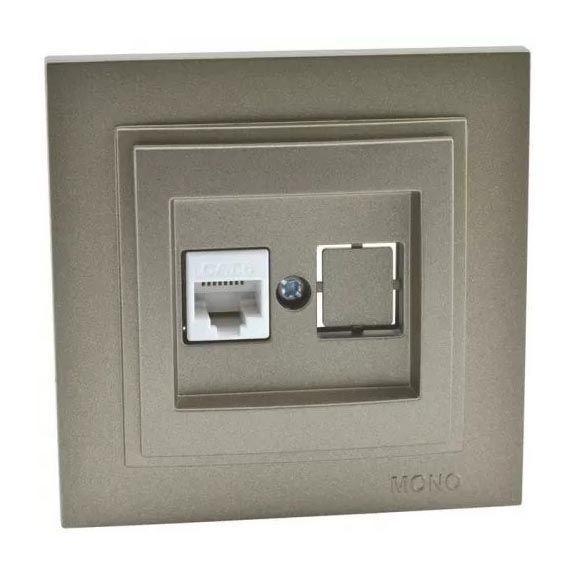 Розетка телефонная RJ11 Mono Electric Despina/ Larissa 3 кат бронза 500-002325-124 Розетка телефонная RJ11 Mono Electric Despina/ Larissa 3 кат бронза 500-002325-124