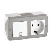 Выключатель - розетка Mono Electric Octans IP20 одноклавишный - 2К+З бело-серый 104-020001-180 Выключатель - розетка Mono Electric Octans IP20 одноклавишный - 2К+З бело-серый 104-020001-180