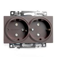Розетка двухместная с защитной шторкой Stekker Катрин шоколад GLS16-7114-04 49030