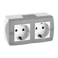 Розетка 2К+З двойная Mono Electric Octans IP20 16A 250V винтовое подключение бело-серый 104-020007-120 Розетка 2К+З двойная Mono Electric Octans IP20 16A 250V винтовое подключение бело-серый 104-020007-120