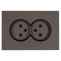 Розетка 2-местная с защитной шторкой, Stekker, б/з, 250В, 16А Эмили, RST10-5116-09, антрацит, soft touch 49929