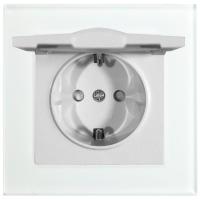 Розетка 1-местная с/з с крышкой Stekker GLS16-7012-01, 250В, 16А с защитной шторкой Катрин, белый 39245