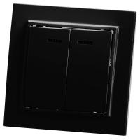Выключатель двуклавишный Stekker Эрна с подсветкой черный PSW10-9002-03 39471
