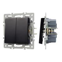 Механизм выключателя двухклавишный проходной SWT-MKP2-PL-BK (250V, 16A) Arlight 043728