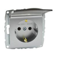 Розетка 2К+З Mono Electric Despina/ Larissa 16A 250V с крышкой винтовое подключение серебро 500-002121-118 Розетка 2К+З Mono Electric Despina/ Larissa 16A 250V с крышкой винтовое подключение серебро 500-002121-118