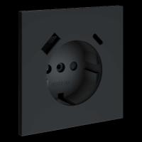 Накладка для розетки с заземлением и защитными шторками с USB A+C S70 (графит) Voltum VLS001007