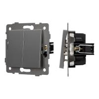 Механизм выключателя двухклавишный самовозвратный SWT-MKR2-PL-GR-V (250V, 10A) Arlight 049885