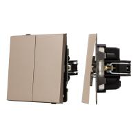 Механизм выключателя двухклавишный проходной SWT-TENDO-MKP2-PL-GD (230V, 10A) Arlight 054069