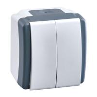 Выключатель Mono Electric Octans IP54 двухклавишный бело-серый 154-020001-102 Выключатель Mono Electric Octans IP54 двухклавишный бело-серый 154-020001-102