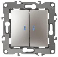 Выключатель двухклавишный с подсветкой ЭРА 12 10AX 250V 12-1105-04 Б0014660 Выключатель двухклавишный с подсветкой ЭРА 12 10AX 250V 12-1105-04 Б0014660