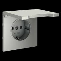 Накладка для розетки с заземлением защитными шторками и крышкой S70 (сталь) Voltum VLS000805