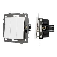 Механизм выключателя трехклавишный непроходной SWT-MK03-PL-WH-V (250V, 10A) Arlight 049896