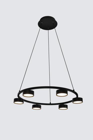 Люстра подвесная Alfa Light F3924-06 black 55W φ70*H12 0