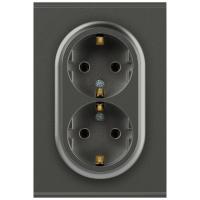 Розетка ЭРА Arktik 16-2105-06 двойная с заземлением 2X2P+E Schuko со шторками 16А-250В графит Б0070459