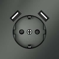 Розетка встраиваемая Voltum S70 с заземлением и защитными шторками, 16А, с USB, A+A, (титан) VLS040406