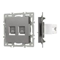 Механизм компьютерной розетки двойной SCT-MPC2-PL-GR (RJ-45, CAT6) Arlight 045338